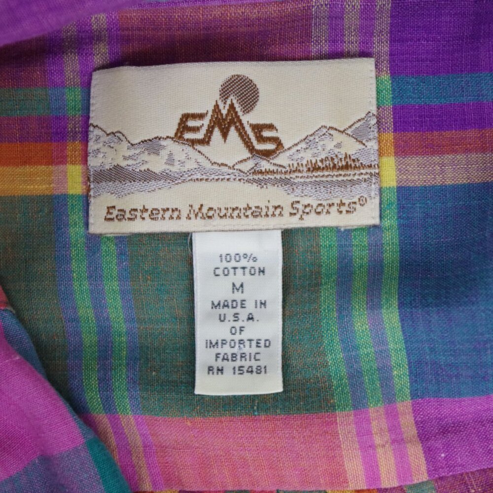 2 USA Made EMS Short Sleeve Madras Plaid Cotton Button Down Collared Shirts - Picture 3 of 12